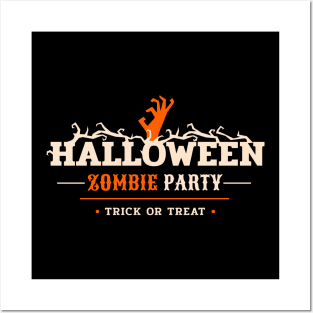 Trick Or Treat Halloween Zombie Party Posters and Art